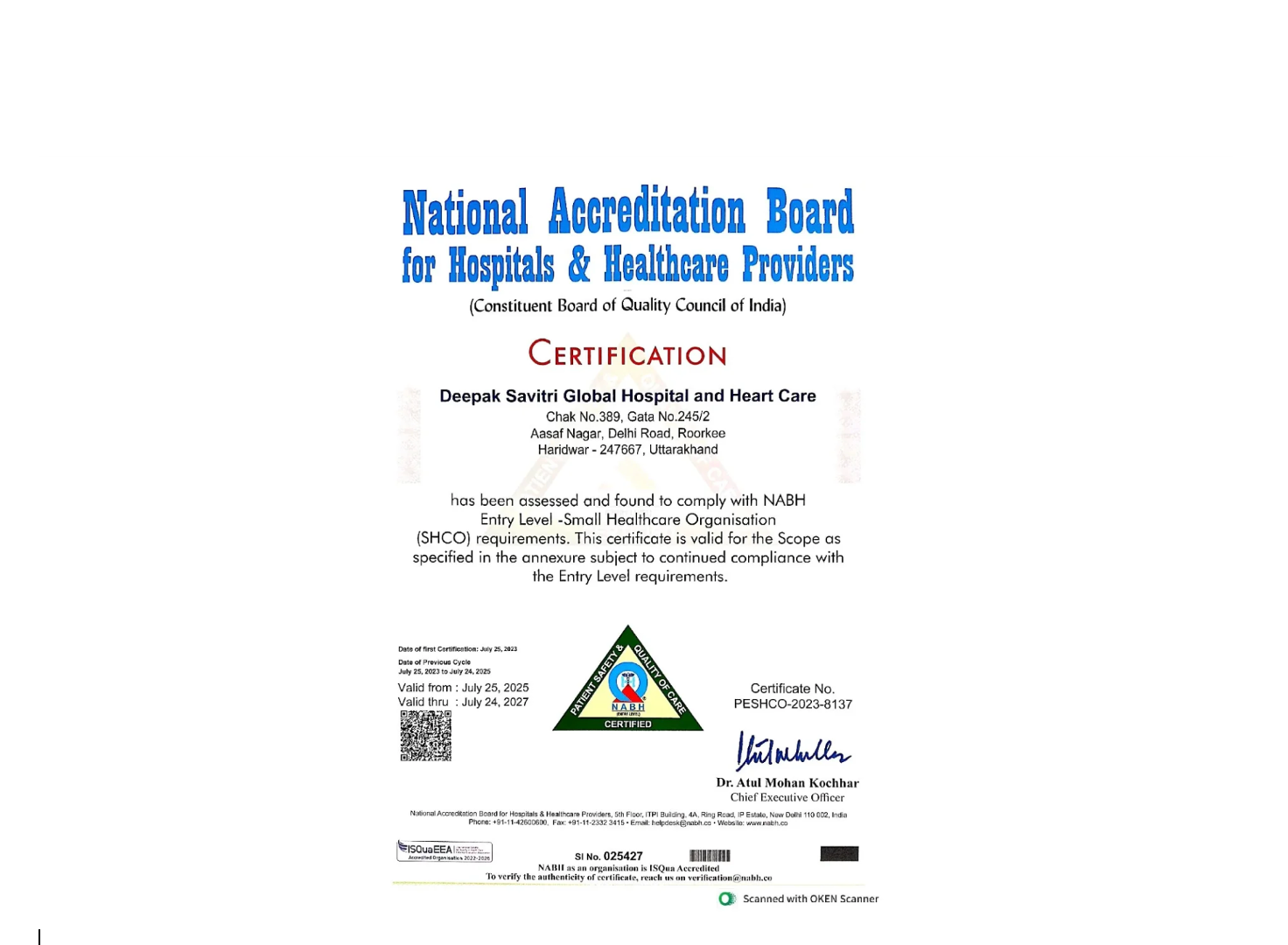 NABH Certificate - DSGH
